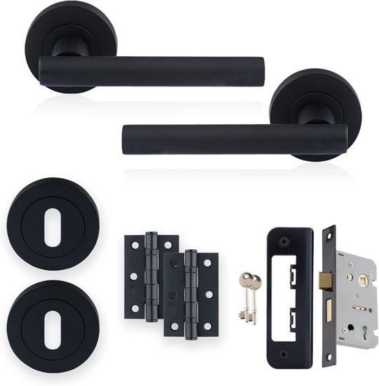 Poignée De Porte Intérieure Noire - Design Contemporain - Aluminium - 14 Cm - Universelle