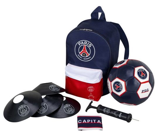 Kit Football OM Enfant - Ballon Taille 5, Sac, Pompe, Cônes, Brassard - Collection Officielle Olympique De Marseille