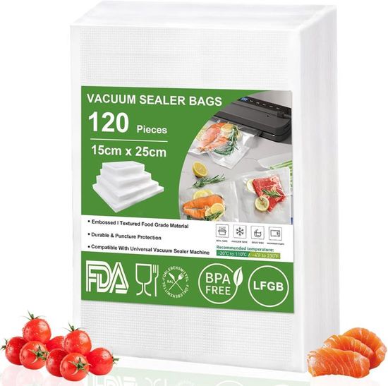 120 Sachets Sous Vide 25x35 Cm - Sacs Gaufrés Réutilisables Pour Machine Sous Vide