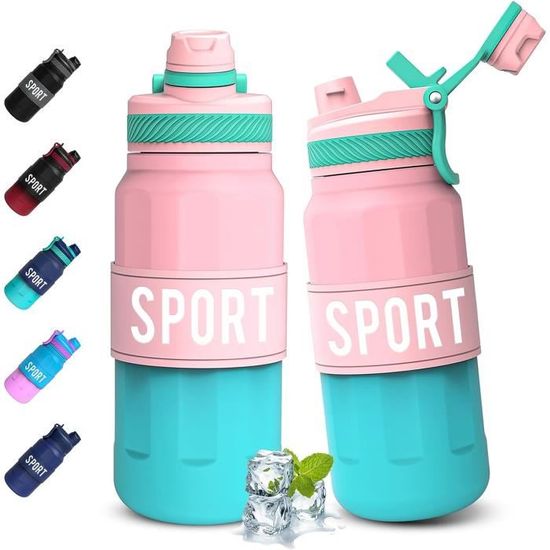 Gourde Sport Mulbijeo 500 Ml - Étanche, Réutilisable, Avec Indicateur De Temps - Pour Gym, école, Bureau, Yoga - Motivante Et Pratique