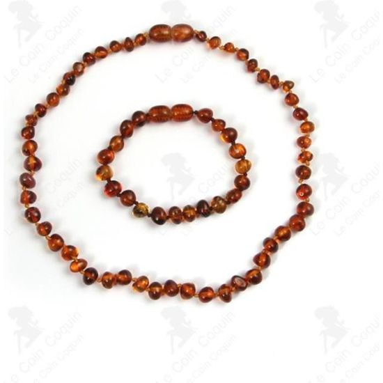 LCC® collier ambre bebe pour les dents ensemble bracelet + collier ambre naturel véritable femme garçon homme bijoux fille cadeau