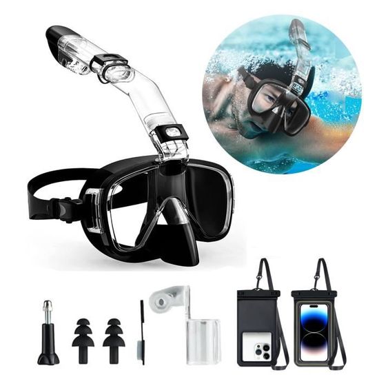 ISCBAFYX Masque intégral de plongée en apnée - Anti-buée, Verre trempé