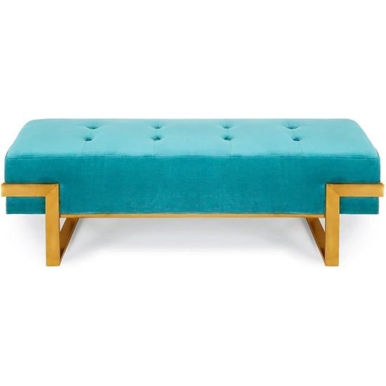 Banquette Istanbul Velours Vert menthe Pieds Or