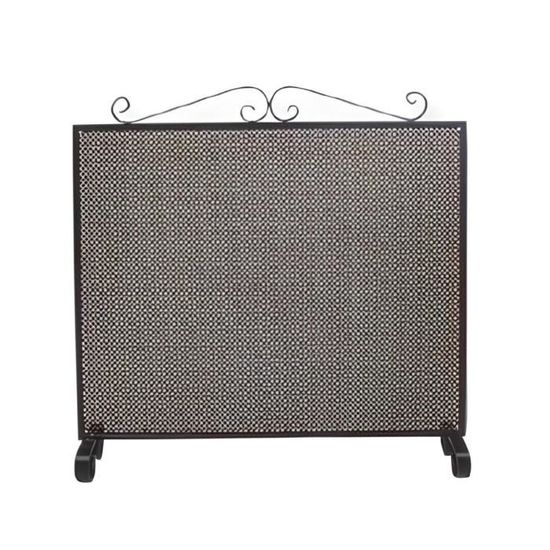 Grille De Protection, Pare-feu Pour Cheminée, En Fer Forgé Couleur Noir - Hauteur 55 X Longueur 66,5 Cm