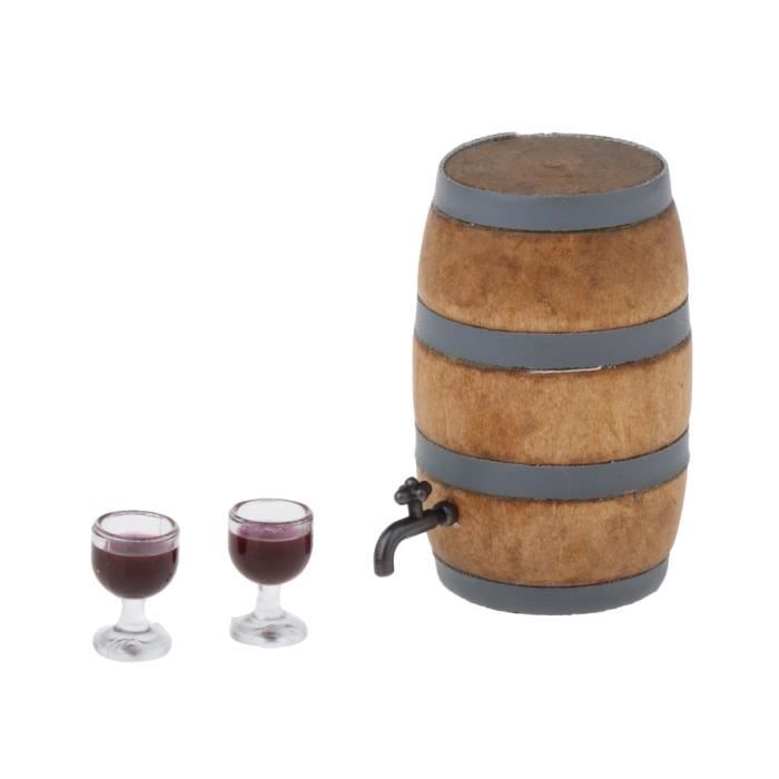 Mini Baril à Vin En Verre à Vin Modèle Poche Cave à Vin Décoration pour 1:12 Maison de Poupée