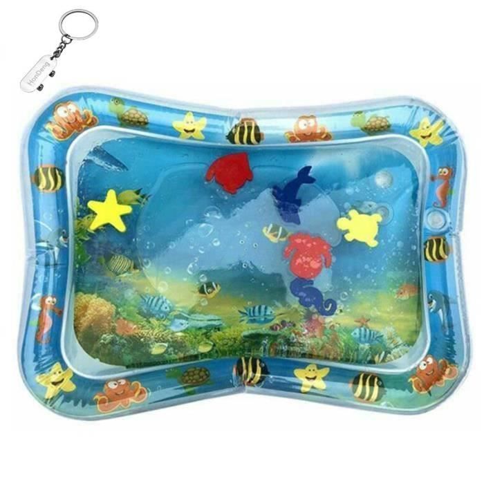 Tapis d'eau Matelas gonflable jouet enfant bébé éducatif océan poisson, Bleu.