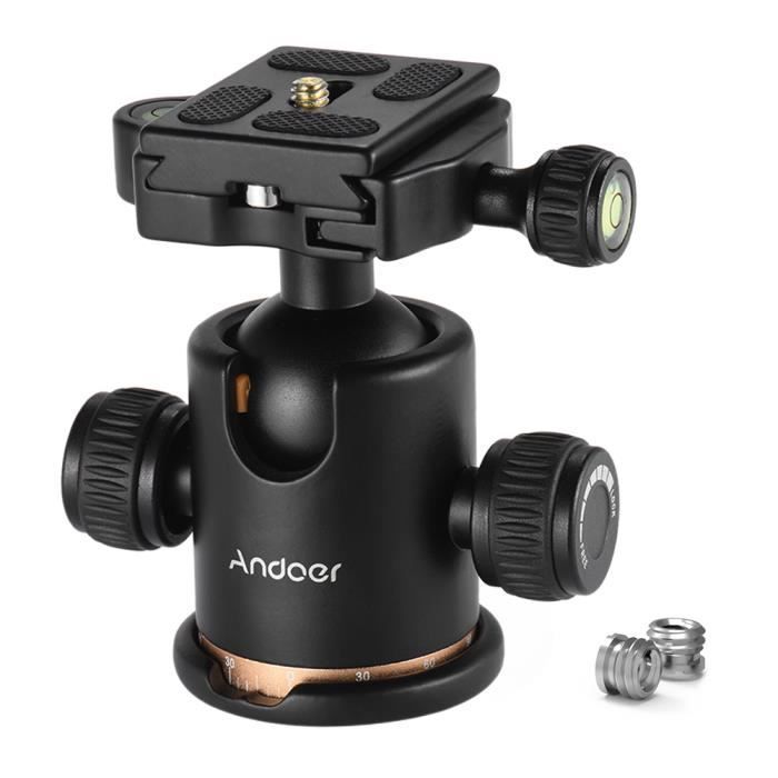 Andoer Rotule Tête de Trépied de Caméra Ball Head avec Plateau Rapide 1/4 -Vis