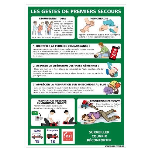 Panneau - Gestes De Premiers Secours Position Latérale De Securité - Plastique Rigide PVC 1,5 mm - Dimensions 210 x 300 mm - Double
