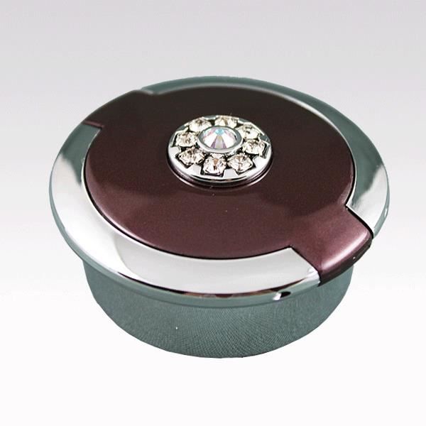 Boite pilulier ronde prune swarovski elements