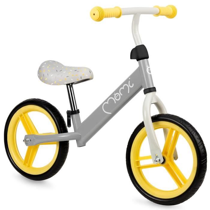 MoMi Draisienne Nash Légère Design Unique Roues en Mousse EVA Système Quick Release À Partir de 3 Ans Jaune