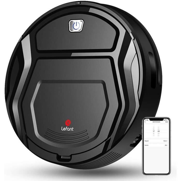 Aspirateur Robot, Mini Aspirateur Robotique Capteur de collision 6D, WiFi/App/Alexa, Auto-recharge 1500Pa Aspiration 500ml Capacité