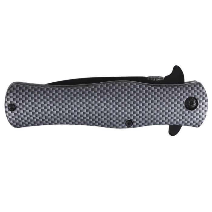 Couteau tactique iFIELD Basic EL29029, noir lame en acier inoxydable 9 cm, clip ceinture, mango Impression aluminium 3D