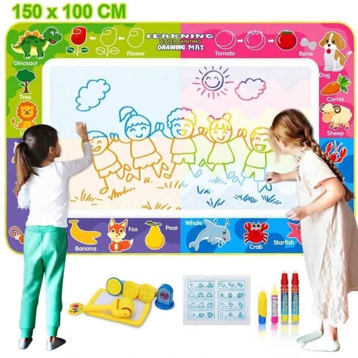 Tapis 150 x 100 cm de Dessin Eau Peinture Mats,Magic pour 4 à 6 Enfants Divers AccessoiresJouet Éducatif pour Bébé Enfant pour Noë