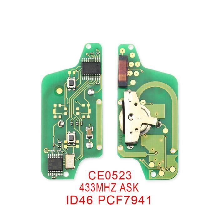 Coque clé,Carte électronique clé à distance Dandkey pour Peugeot 407 407 307 308 citroën C2 C3 C4 Fob ASK - Type 2BT CE0523 ASK