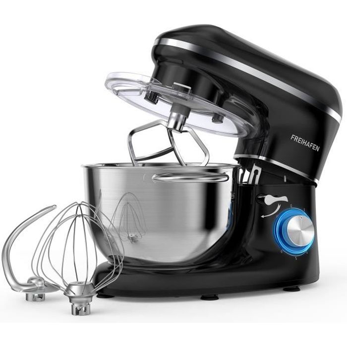 Robot Pâtissier Robot Multifonction -1400W-5L-Multimode Robot de Cuisine-Inox-Noir