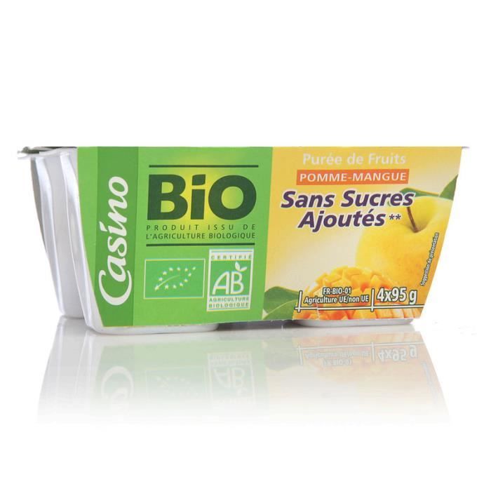 CASINO BIO Purée Pomme mangue - 4x95 g