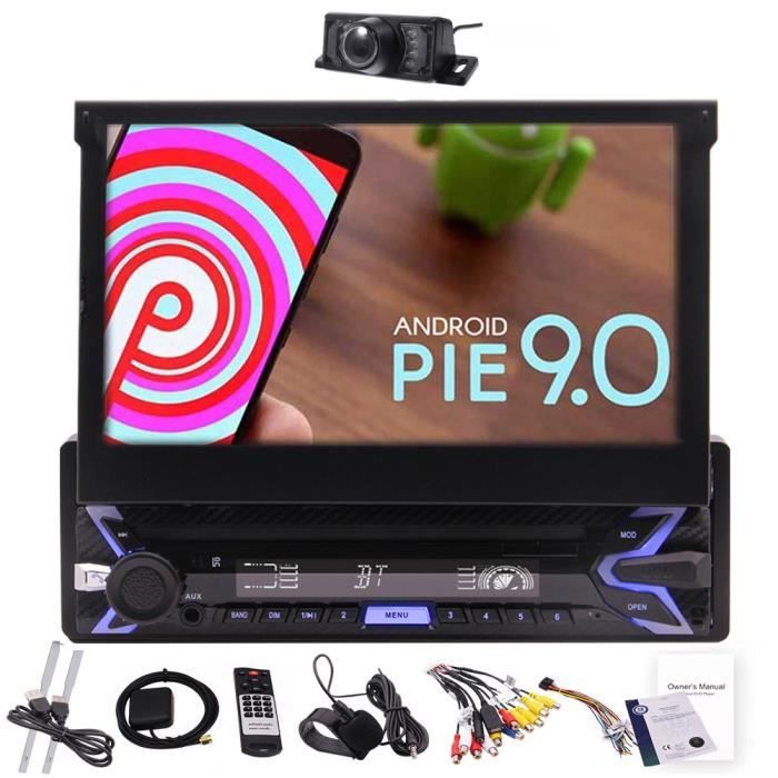 Pur Android 9.0 7- Flip Out écran tactile capacitif unique Din Radio GPS indash Système de navigation 1DIN voiture stéréo Bluetooth