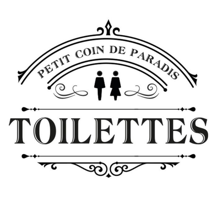 Sticker porte 'Toilettes' petit coin de paradis - 20x20 cm [R6253]