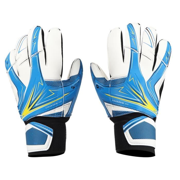 Une paire de gants de gardien de but de football pour enfants en latex anti-dérapant n ° 6 bleu-LAT
