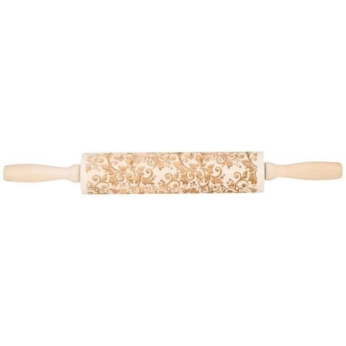 PATISSE - Rouleau patisserie graveur hêtre 20 cm décos Arabesques