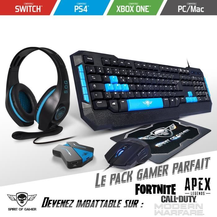 Pack Clavier souris casque MK6 gamer compatible console PS4 / Switch / Xbox one