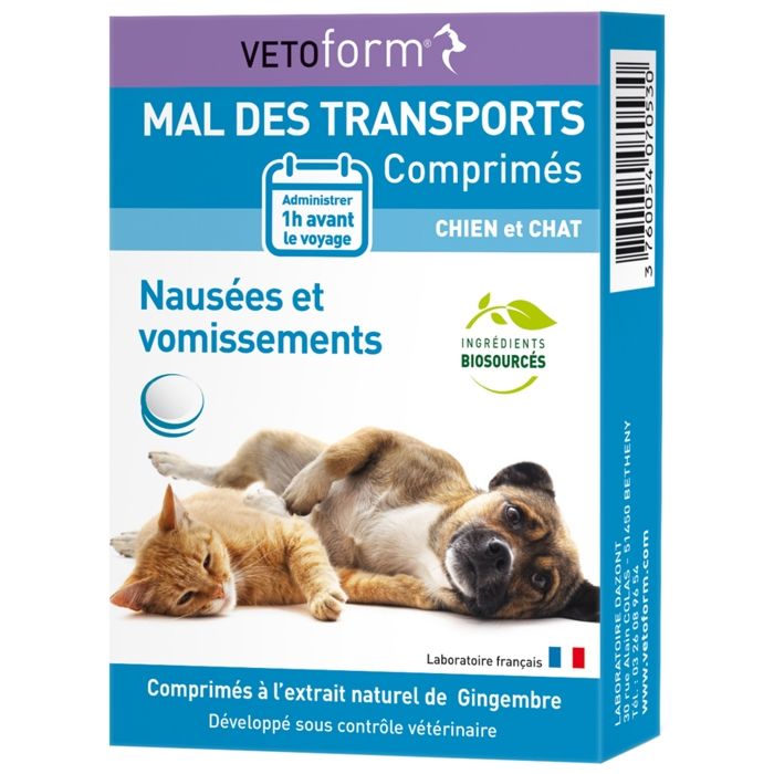 Vetoform Mal des Transports Chiens et Chats 30 comprimés