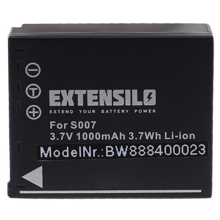 EXTENSILO Batterie compatible avec Panasonic Lumix DMC-TZ1, DMC-TZ2, DMC-TZ11, DMC-TZ15 appareil photo, reflex numérique (1000mAh,