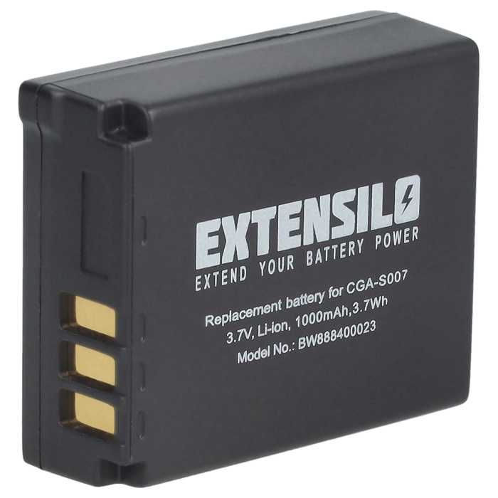 EXTENSILO Batterie compatible avec Panasonic Lumix DMC-TZ1, DMC-TZ2, DMC-TZ11, DMC-TZ15 appareil photo, reflex numérique (1000mAh,