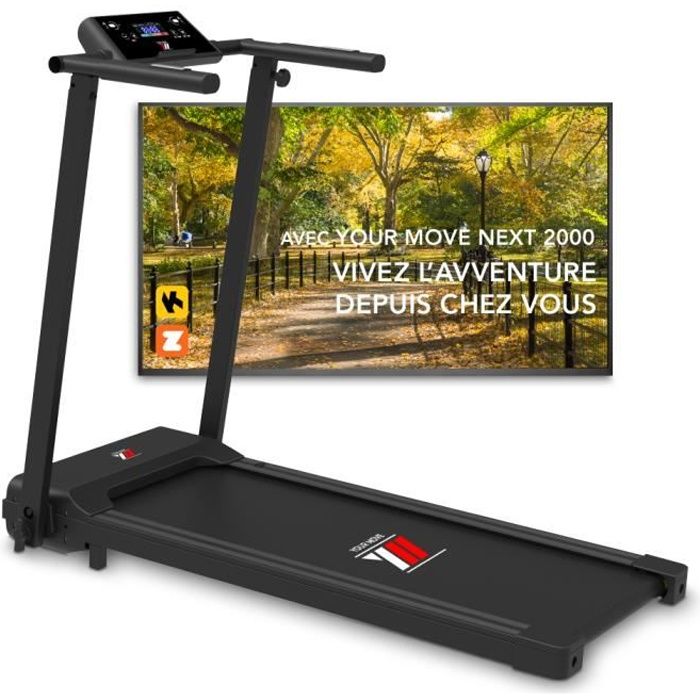 Tapis de course électrique YM Next 2000 avec commande gestuelle, APP Kinomap Zwift BitGym, économiseur d'espace