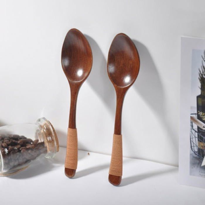 Cuillère à Riz En Bois Naturel - Anti-adhésive Et écologique - Avec Trou De Suspension - Pour Service Et Mélange
