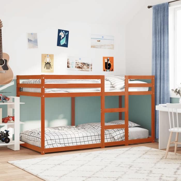 vidaXL Lit Superposé Lit Mezzanine pour Enfant Lit Surélevé Meuble de Chambre à Coucher Cire Marron 80x200 cm Bois de 844828 vidaXL Lit Superposé Lit Mezzanine pour Enfant Lit Surélevé Meuble de Chambre à Coucher Cire Marron 80x200 cm Bois de 844828