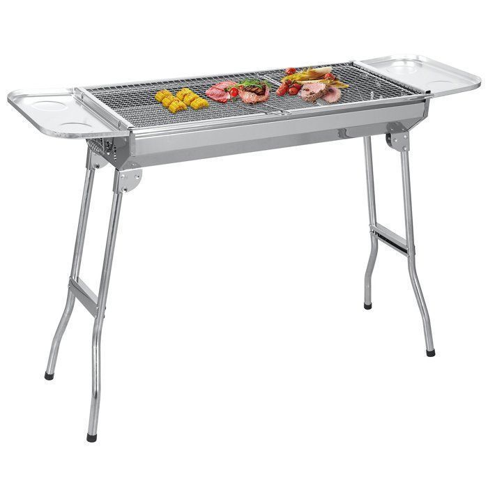 SunJas Barbecue à Charbon de Bois Inox Taille Grande BBQ