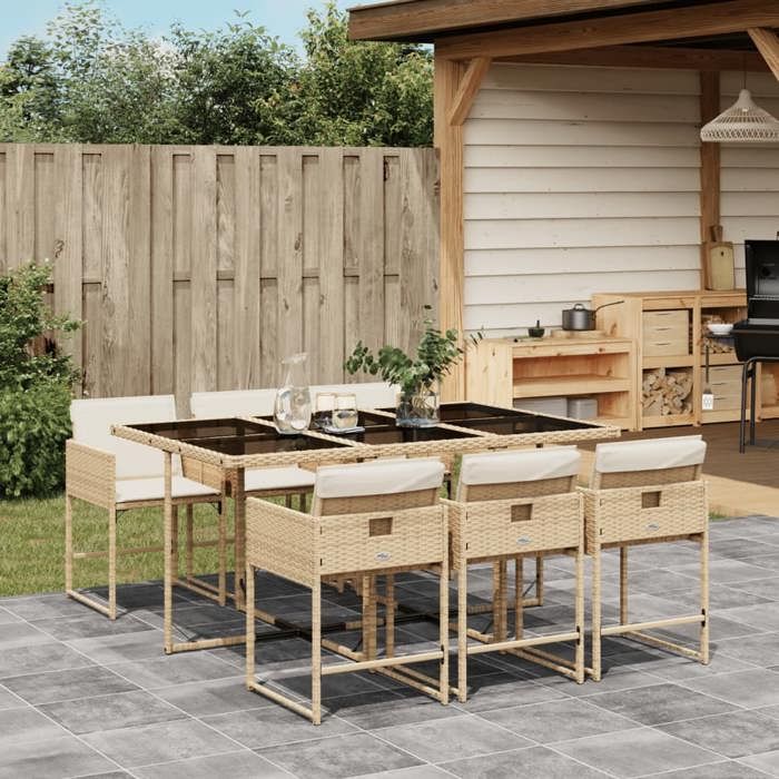 vidaXL Ensemble à Manger de Jardin avec Coussins 7 pcs Table et Chaises à Dossier Rabattable Meubles dExtérieur Patio 3211270