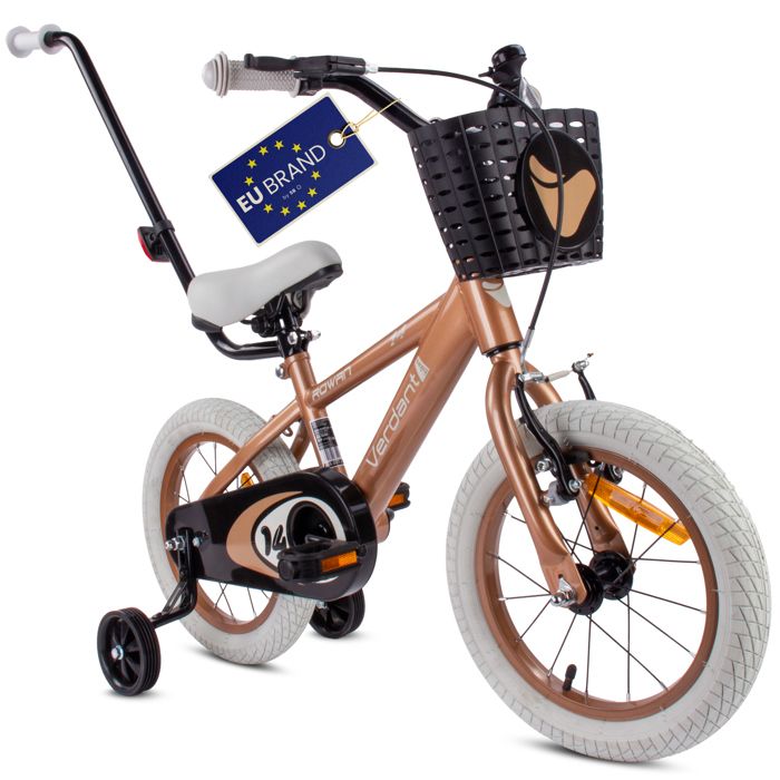 Vélo Enfant - Verdant Bike - Roues 14 - 3 à 5 ans - panier - garde-chaîne - cloche - Cappuccino