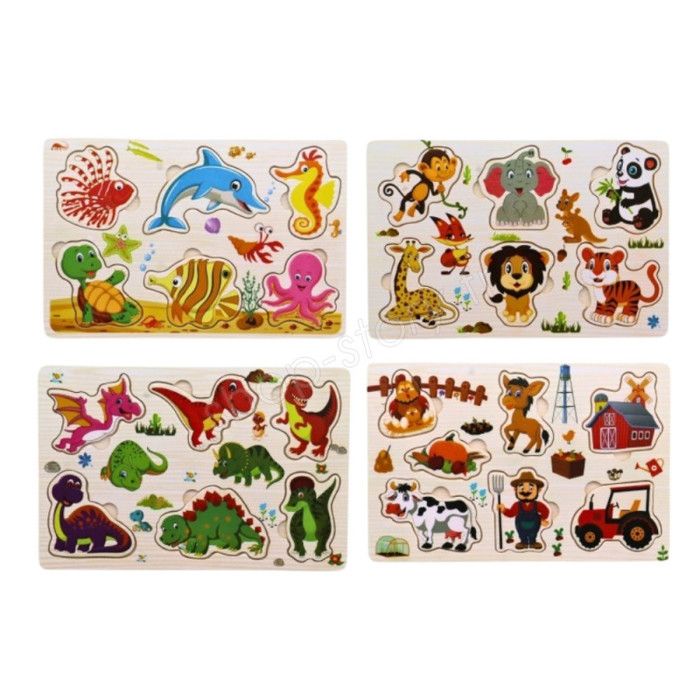 Pack De 4 Puzzles En Bois Jouet Éducatif Et Montessori Enfants Animaux ...