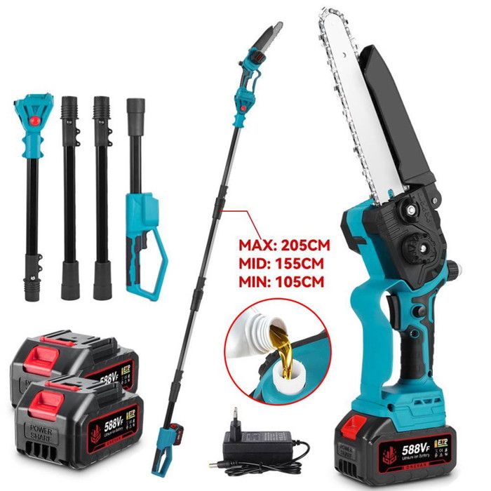 Élagueuse sur perche - ONEVAN - 201 cm - 8 (20 cm) - Moteur brushless 800W - 2x3Ah