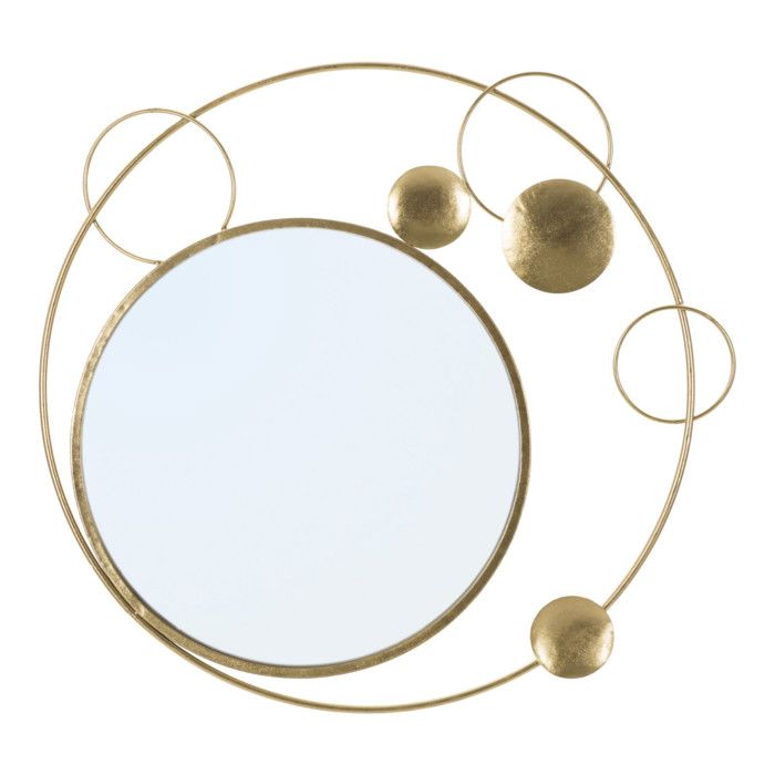 Miroir mural avec cercles en métal doré 90x3x83 cm