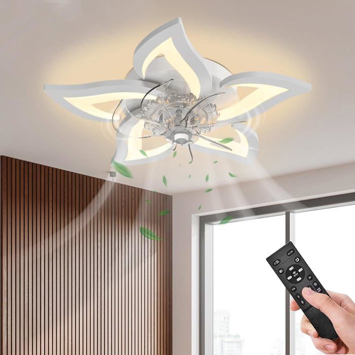 Ventilateur plafond silencieux chambre 69 cm – Plafonnier ventilateur avec variateur infini 3 températures de lumière - Prumya