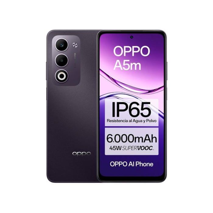 Smartphone OPPO A5m 8GB 6.67 HD+ IP65 Snapdragon 6s Batería 6000mAh Carga Rápida Morado
