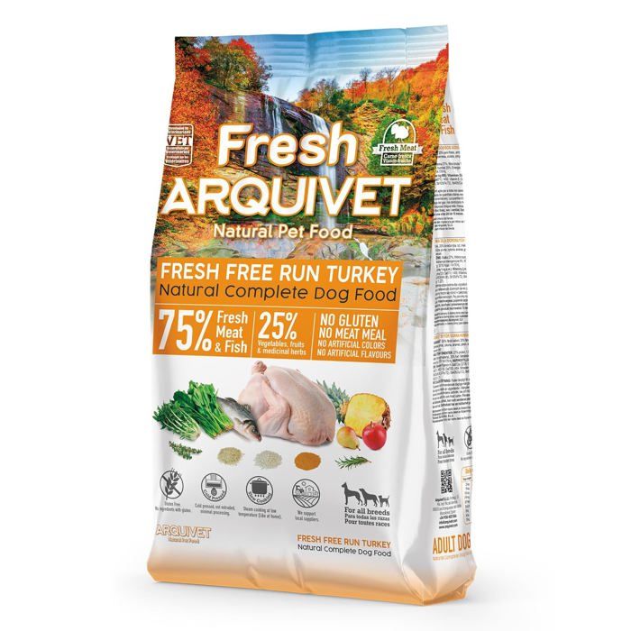 Croquettes pour chiens - Arquivet - Fresh Free Run Turkey - 2 5 kg - Haute digestibilité