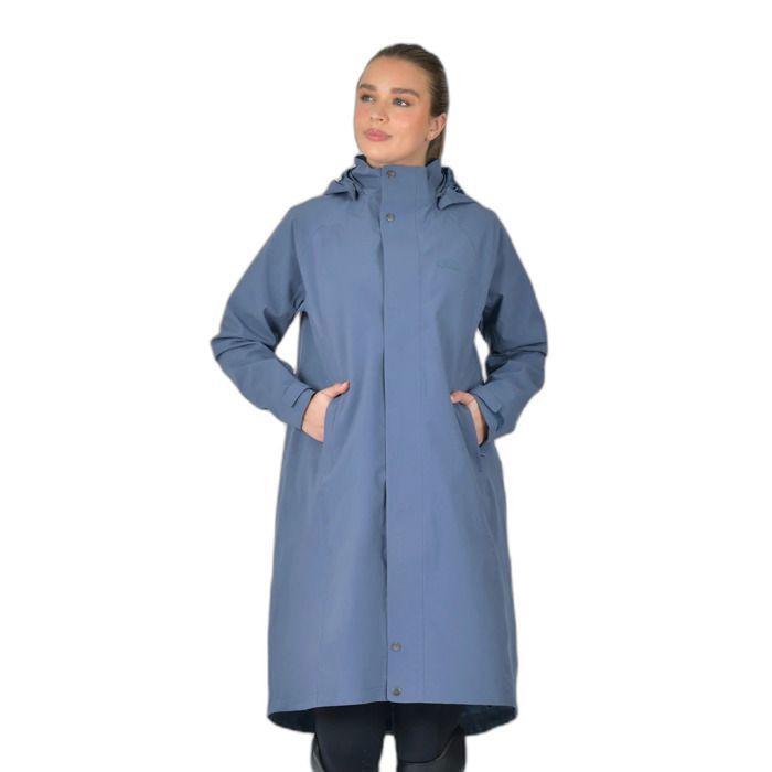 Veste imperméable équitation à capuche femme Weatherbeeta longline - slate blue