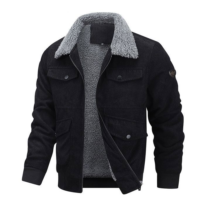 Veste Matelassée Brandit Homme En Velours Côtelé Noir - Neuf Avec étiquettes