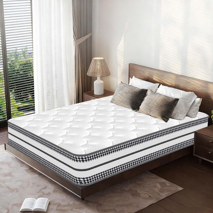 Matelas 90x200 cm Ép 25cm Soulagement du dos Hybride Matelas mousse à mémoire de forme Hypoallergénique Mi-ferme confort