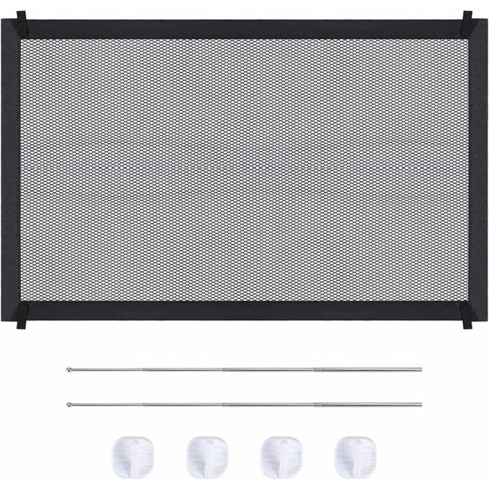 Meilleurs prix pour Porte Magique pour Chiens Barrière Descalier de Sécurité pour Chiens avec Les Crochets et Les Poteaux Plus dûrs Noir 110 × 72cm