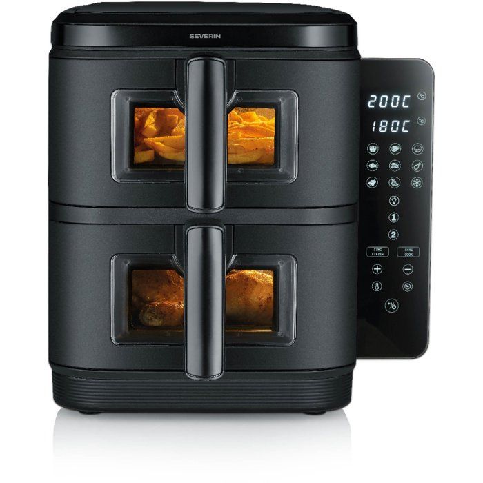 Friteuse sans huile - SEVERIN - AirFryer FR2468 - Capacité 11 L - Double cuve - 9 programmes - Écran tactile - 2600 W