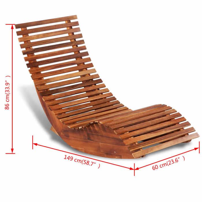 Chaise longue basculante en bois dacacia - WIENS - 149x60x86 cm - Brun - Résistant aux intempéries