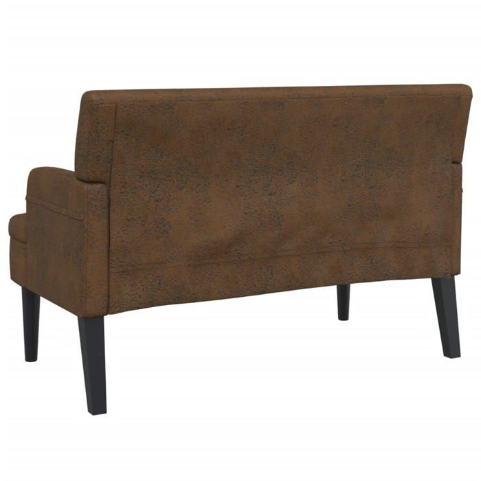 Black Friday Banc salon - JILL - Banquette/Coffre - avec dossier marron 112x655x75 cm - similicuir daim BB343