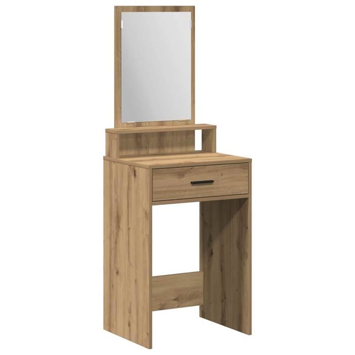 Coiffeuse avec tiroir - vidaXL - Chêne artisanal - 50x41x140 cm - Bois dingénierie - Miroir plan - Étagères intégrées