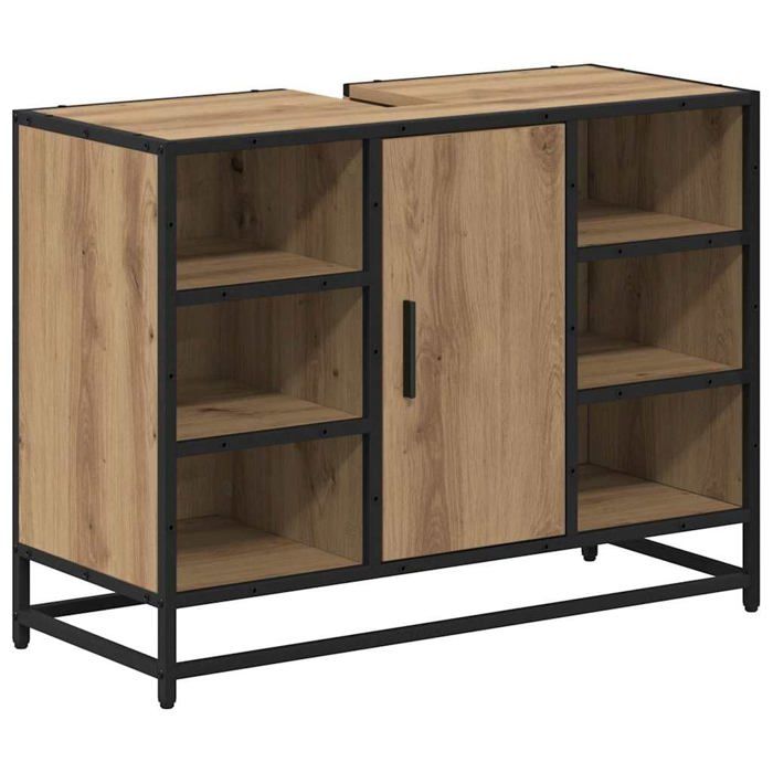 Meuble sous lavabo - vidaXL - 80x33x60 cm - Chêne artisanal - Bois dingénierie - Cadre en acier
