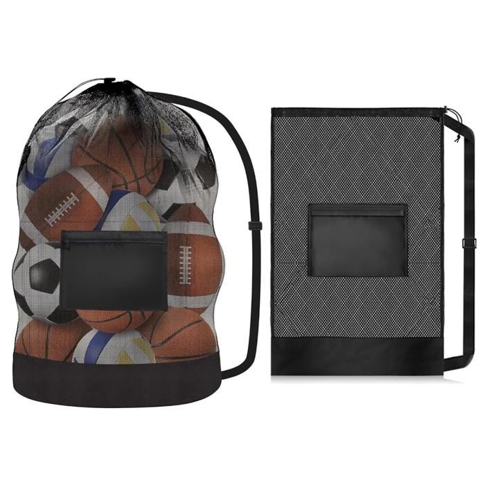 Sac Filet AMFUN Pour Ballons – Grande Capacité (76-101 Cm), Cordon De Serrage, Bandoulière Réglable, Pour Foot/basket/rugby